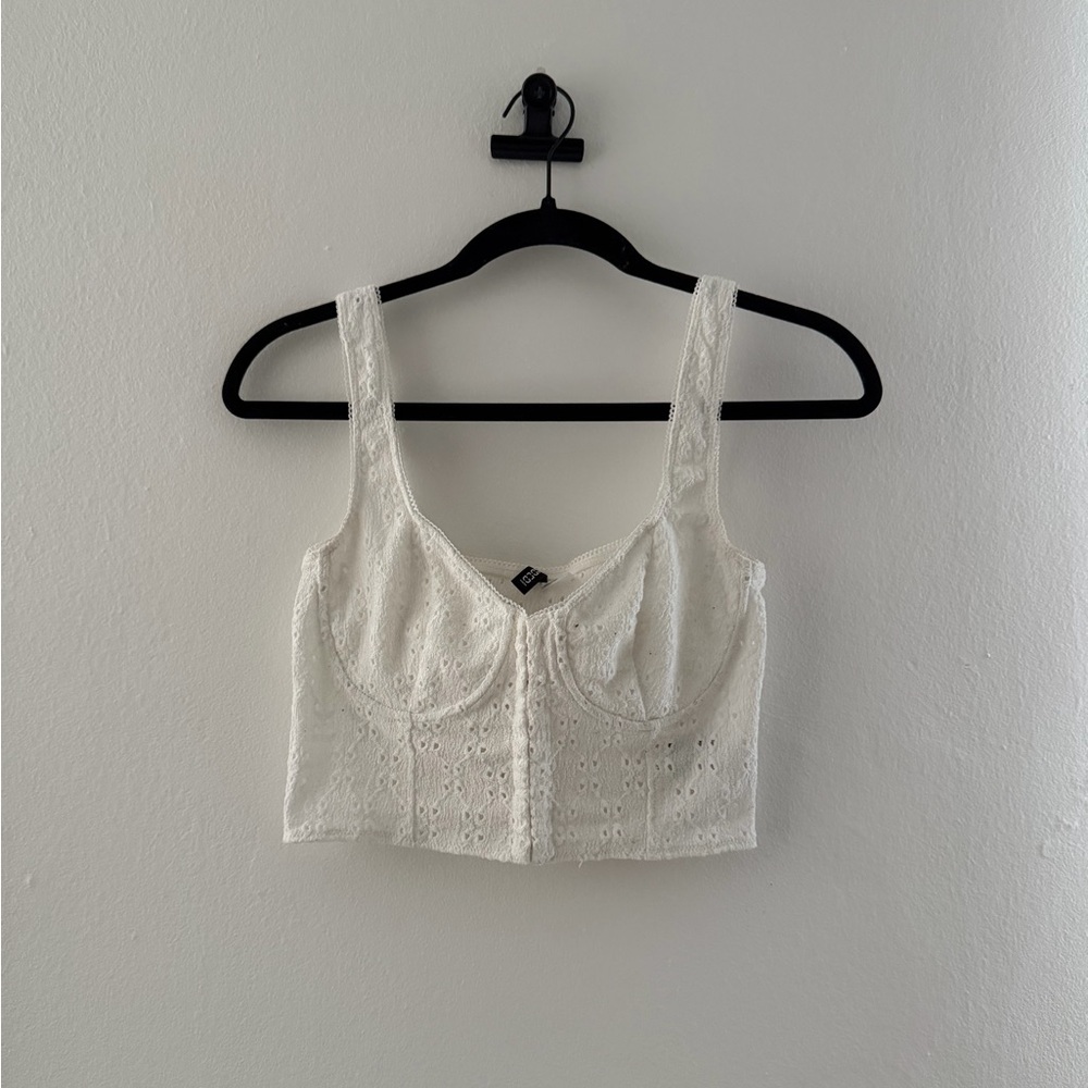 H&M White Lace Detail Top